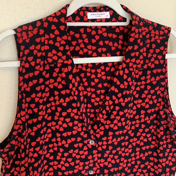 Equipment Femme silk sleeveless button down heart blouse top - Picture 2 of 9